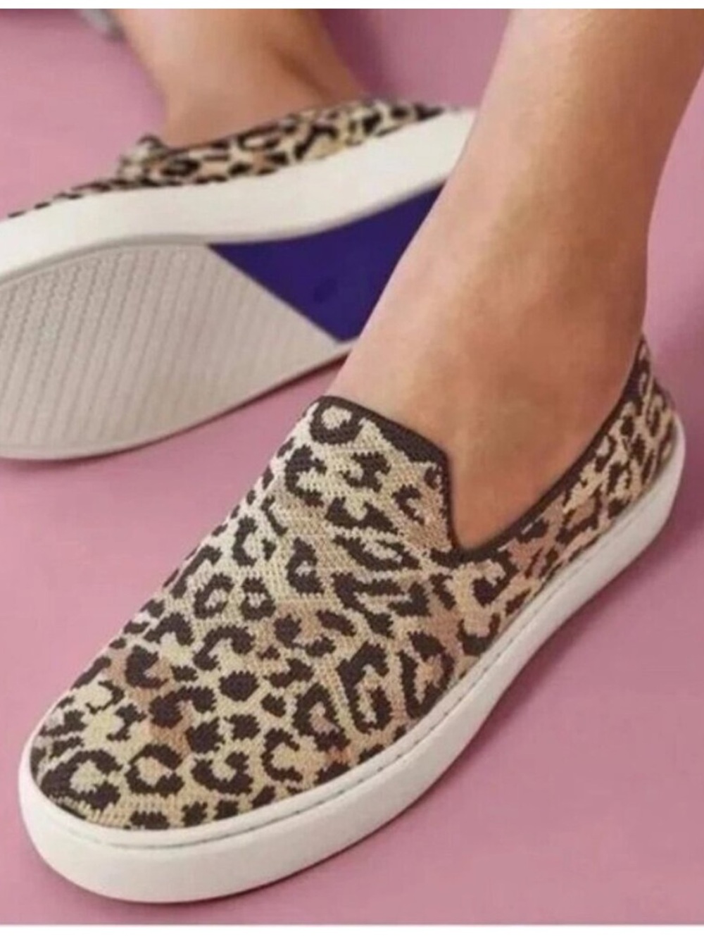 Rothy's The Original Slip On Sneaker Desert Cat Leopard Print Shoes Sz W7